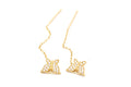 14K Gold CZ Butterfly Threader Earrings