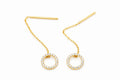 14K Gold CZ Circle Threader Earrings