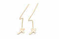 14K Gold Cross Threader Earrings