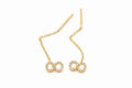 14K Gold CZ Double Circle Threader Earrings