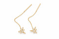 14K Gold CZ Floral Spray Threader Earrings