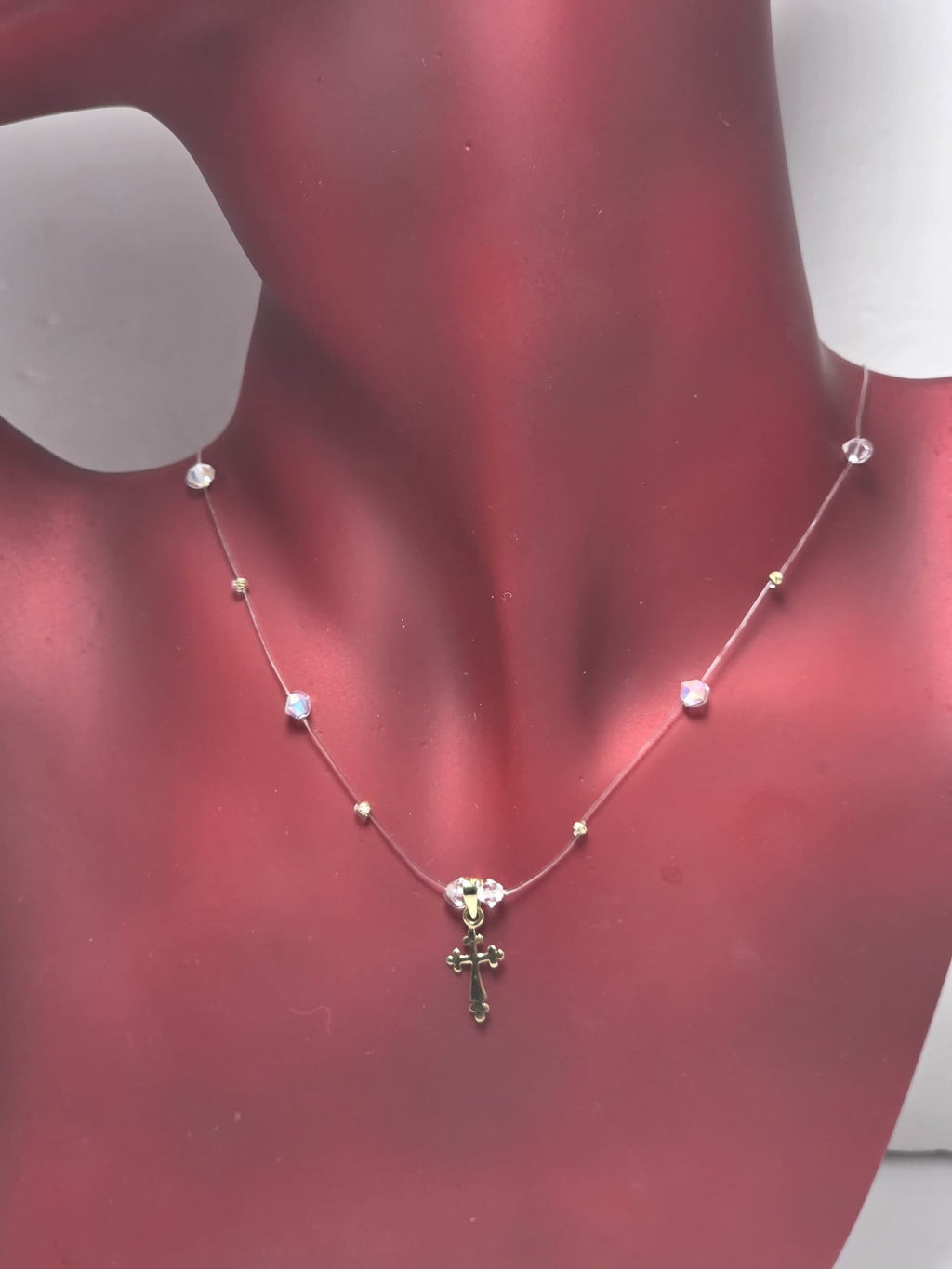 14K Gold Cross Illusion Necklace