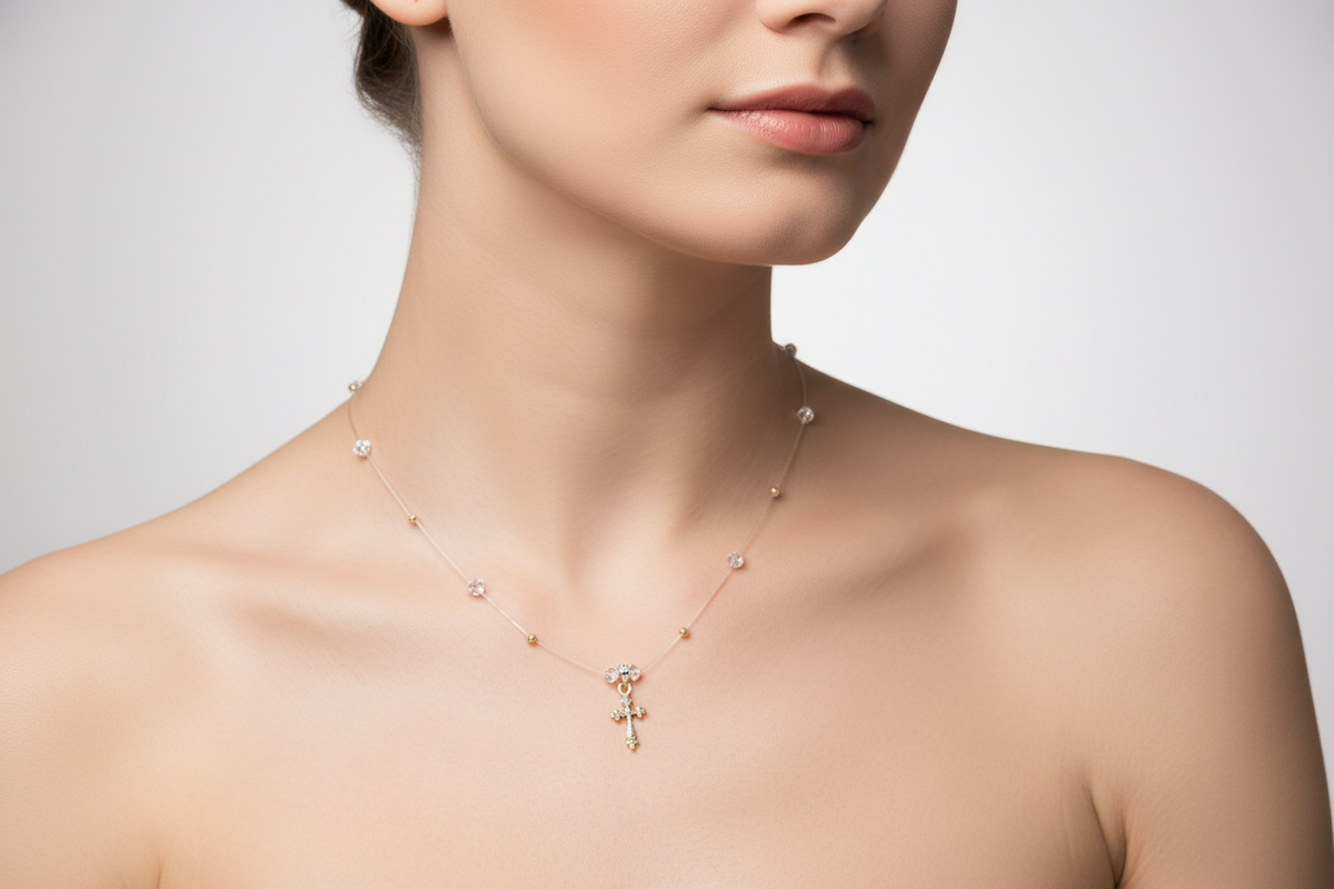 14K Gold Cross Illusion Necklace