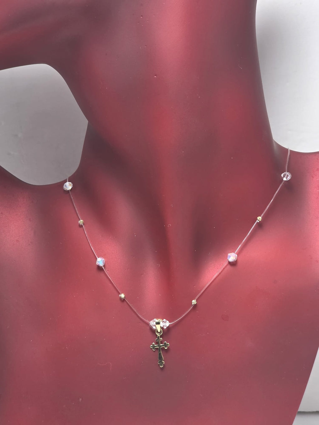 14K Gold Cross Illusion Necklace