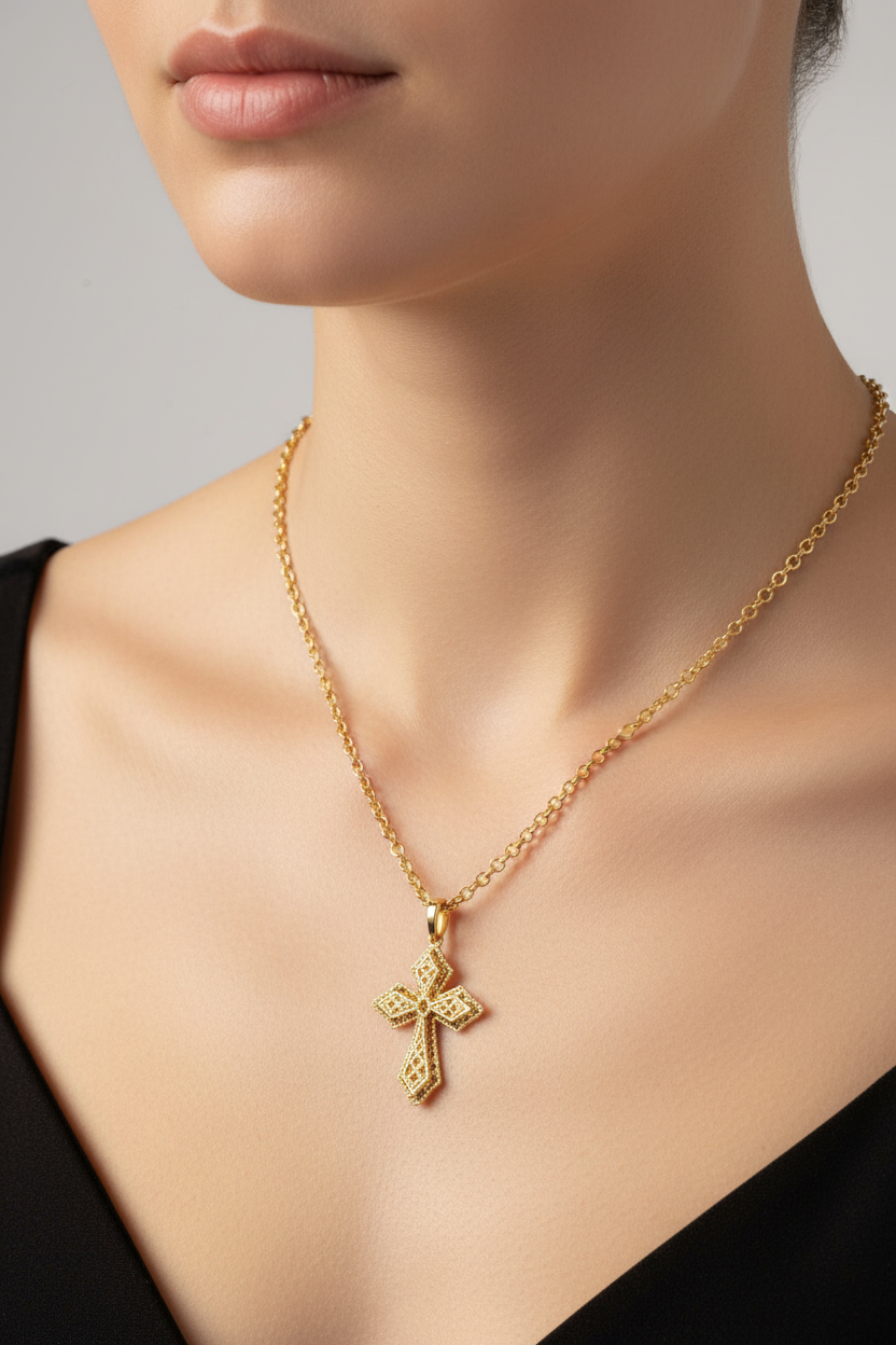 14K Gold Cross Necklace