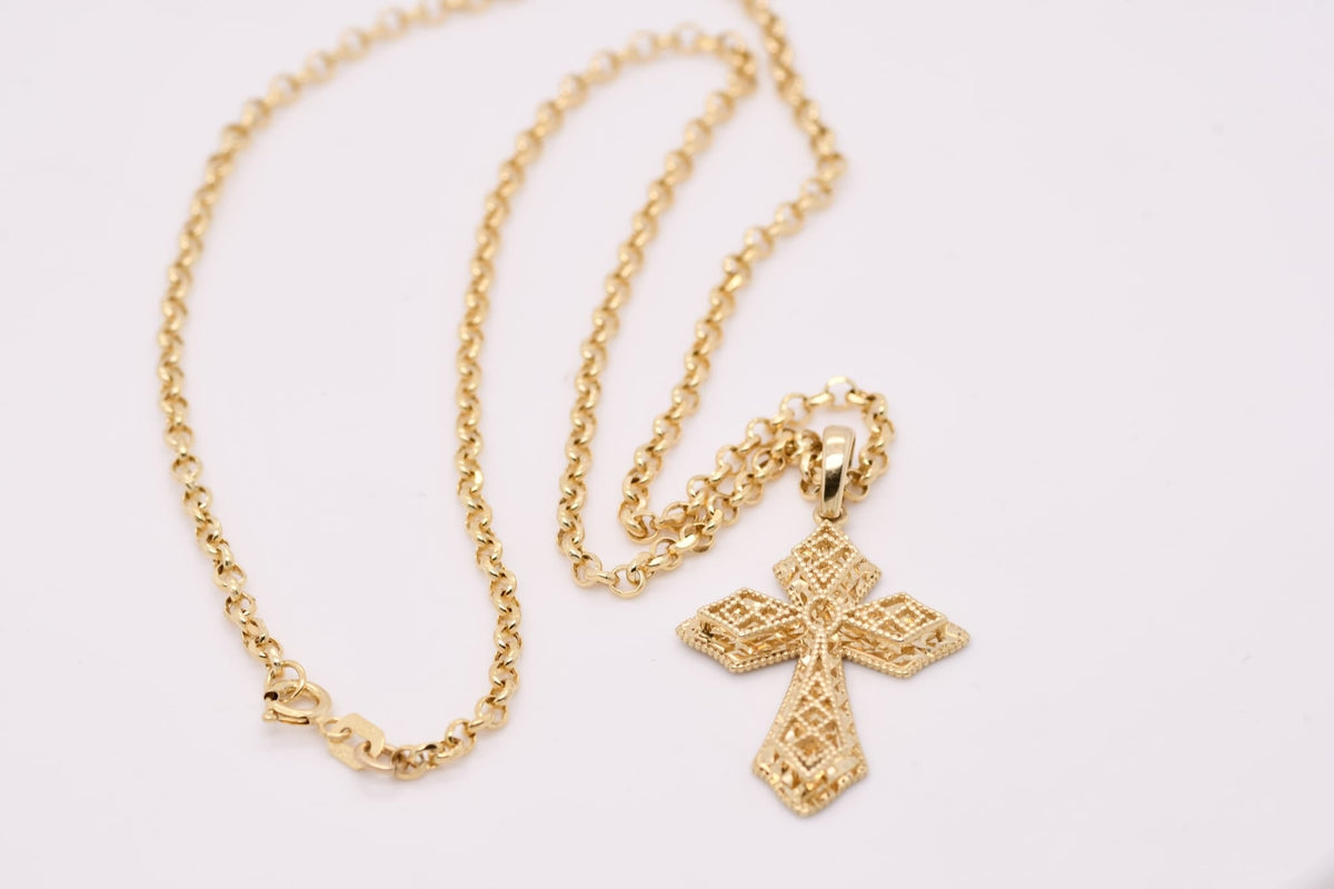 14K Gold Cross Necklace