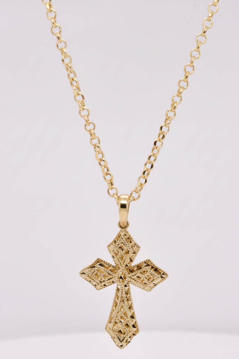14K Gold Cross Necklace