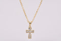 14K Gold Cross Necklace with Stones – 45cm
