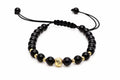 14K Gold Central Bead Black Adjustable Bracelet