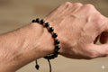 14K Gold Faceted Black Bead Adjustable Bracelet