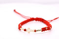 14K Gold Cross Adjustable Red Cord Bracelet