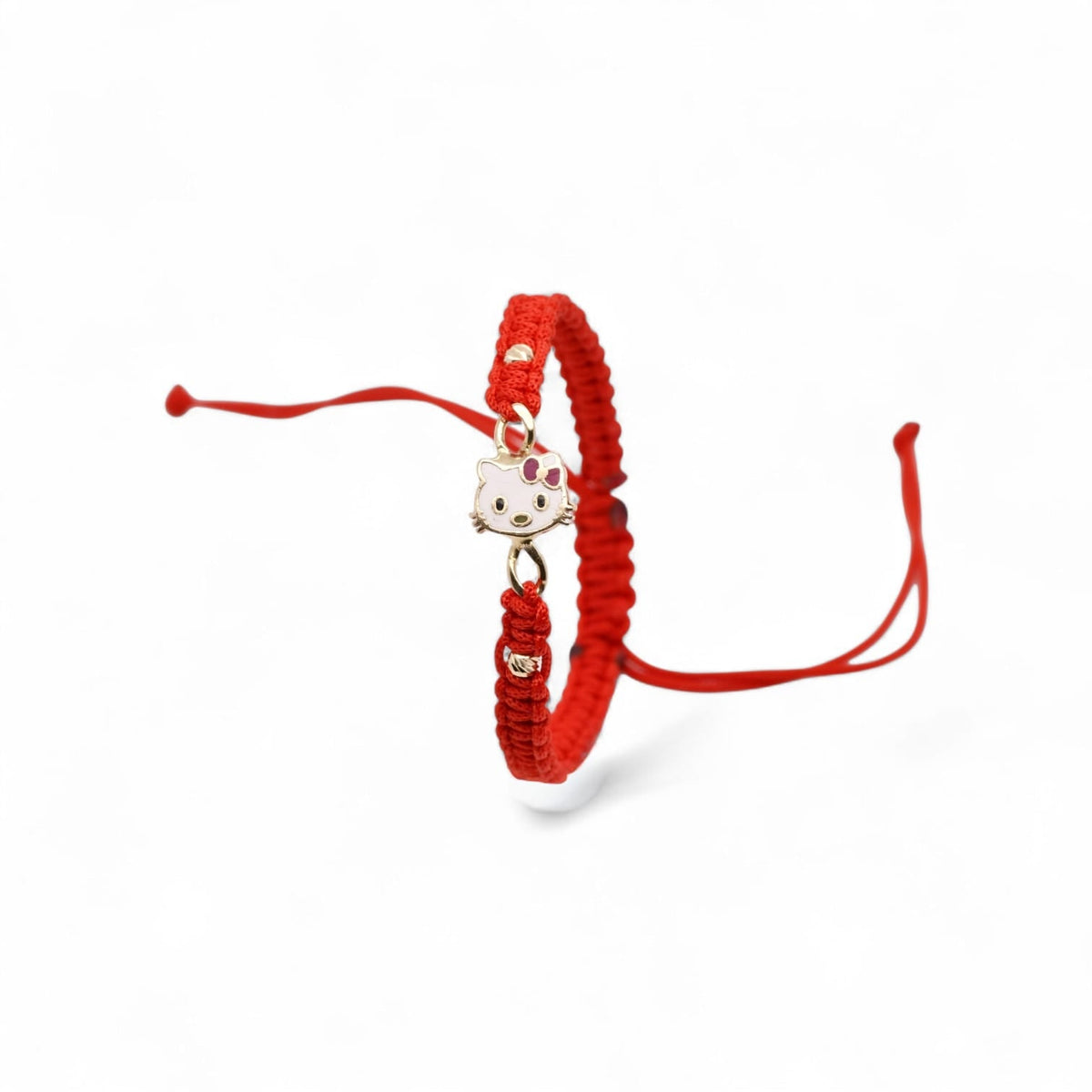 14K Gold H Kitty Red String Bracelet – Adjustable