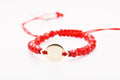 14K Gold Disc Red Crystal Bracelet – Adjustable