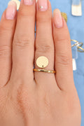 14K Gold Disc Charm Ring – Engravable