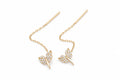 14K Yellow Gold CZ Dragonfly Threader Earrings
