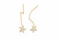 14K Yellow Gold CZ Starfish Threader Earrings