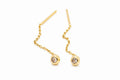 14K Yellow Gold Bezel CZ Threader Earrings