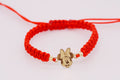 14K Gold Minnie Charm Red Macramé Bracelet | Adjustable