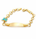 14K Gold Children's ID Bracelet with Blue Butterfly Charm – 14cm
