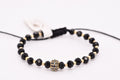 14K Gold Pavé CZ Bead Black Crystal Bracelet