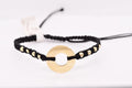 14K Gold Open Disc & Beaded Black Cord Bracelet