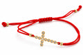14K Gold CZ Cross Red Cord Bracelet