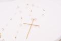 14K Gold Cross Necklace with Crystal Beads