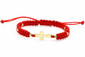 14K Gold Cross Red String Bracelet