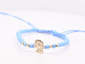 14K Gold Elsa Frozen Blue Macramé Bracelet – Adjustable Children’s Gift