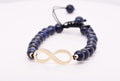 14K Gold Infinity Charm Blue Agate Bead Bracelet
