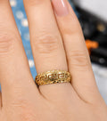 14K Gold Greek Key Diamond-Cut Band Ring