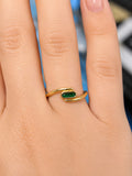 14K Gold Green Malachite Oval Bypass Ring