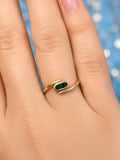 14K Gold Green Malachite Oval Bypass Ring