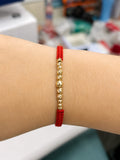 14K Gold Bead Red Macramé Bracelet – Centre Ball Design