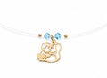 14K Gold Mother & Child Necklace with Blue Crystal Beads – 42cm